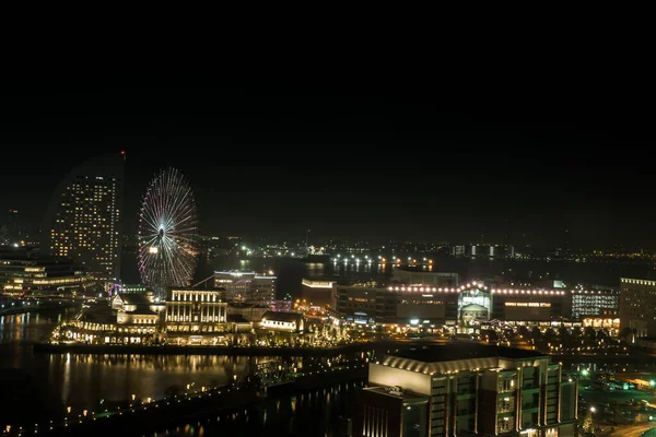 Водяна Рефлексія Чудового Кольору Вночі Йокогама Джапан — стокове фото