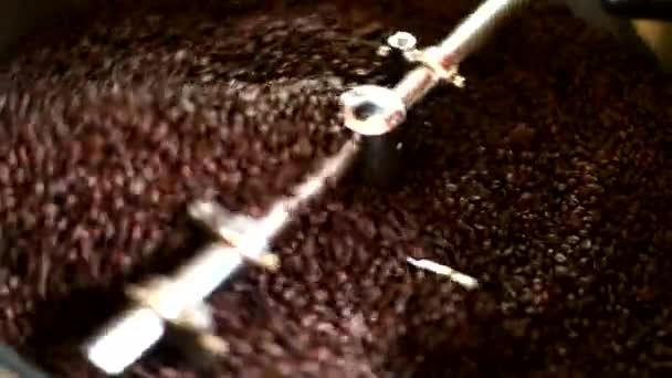 Kahve Çekirdekleri Makinede Kızarıyor — Stok video
