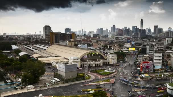 Tours Temps Nuits Paysage Urbain Circulation Avec Bâtiment Moderne Dans — Video