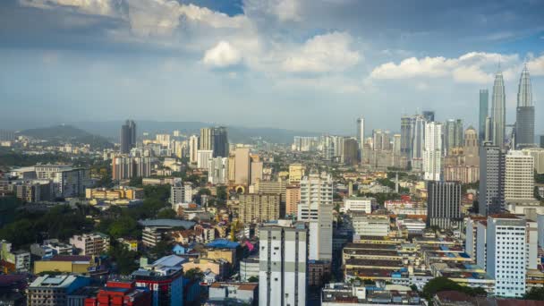 Widok Miasta Pod Zachmurzonym Niebem Znajduje Się Kuala Lumpur Malezja — Wideo stockowe