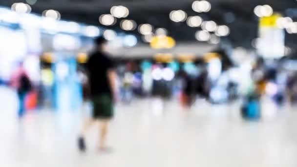 Blur Passengers Walking Airport — Stock Video