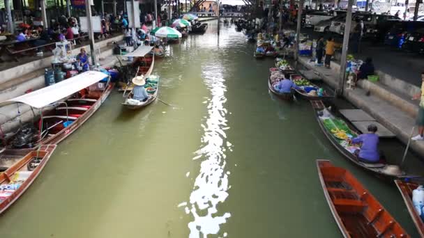 Lokal Flytande Affärsmarknad Thailand — Stockvideo