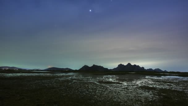 Voie Lactée Étoile Déplaçant Dessus Montagne — Video