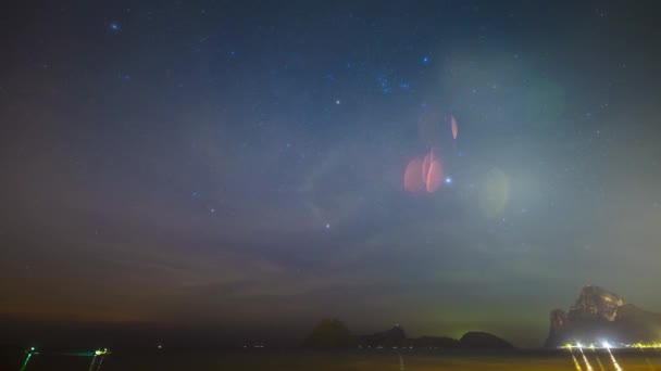 Vista Del Paisaje Nocturno Vía Láctea Estrella — Vídeos de Stock