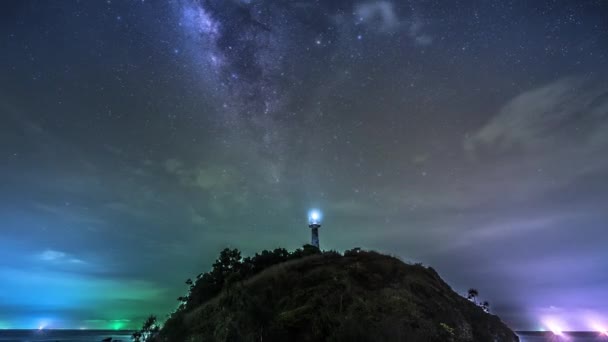 Ночной Пейзаж Млечный Путь Звезда — стоковое видео