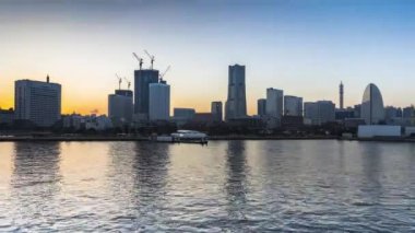 Gece vakti Yokohama Japonya manzarası