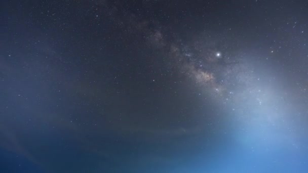 Mjölkaktigt Sätt Och Stjärna Natten Stranden Soluppgången Läge Söder Thailand — Stockvideo