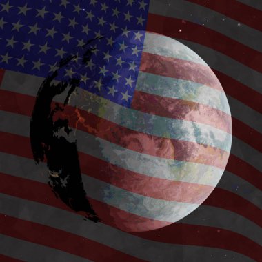 Arka planda Amerikan bayrağı