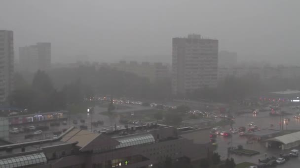 Heavy Downpour Moscow — Stock Video