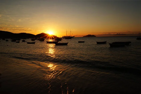 Sonnenuntergang Strand Buzios Brasilien — Stockfoto