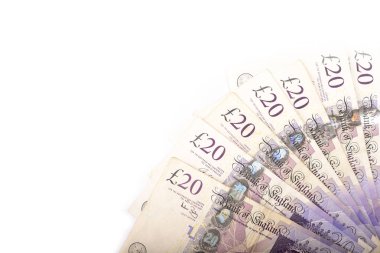 İngiliz 10 pound para birimi Not beyaz arka plan üzerinde kağıt