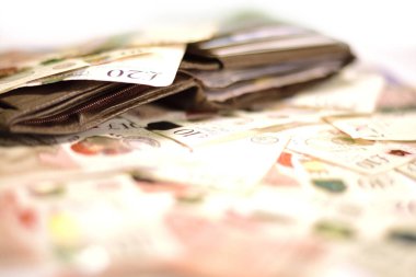 Beyaz arka plan üzerinde pound cüzdan. 