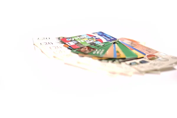 Britská Libra Oyster Card Kreditní Kartou Bílém Pozadí — Stock fotografie