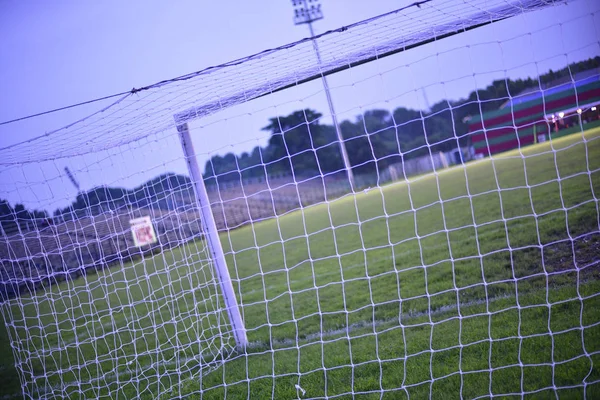 Pořídí Zpoza Prázdné Fotbal Gól — Stock fotografie