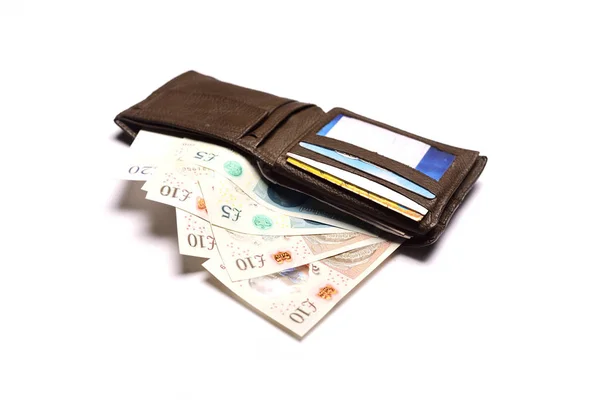 Pfund Sterling Der Brieftasche Auf Weißem Hintergrund — Stockfoto