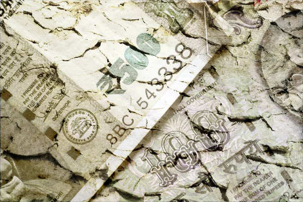 Close Cracked Indian Currency — Stock Photo, Image