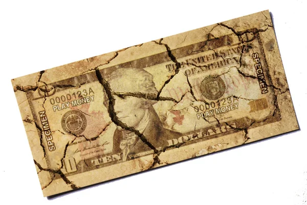 Popraskané Nás Papírové Měny Dolar Izolované Bílém Pozadí — Stock fotografie