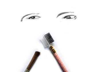 Göz makyaj bursar beyaz arka plan üzerinde izole