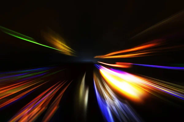 Coche Que Mueve Carretera Contra Noche Oscura Fotografía Toma Con — Foto de Stock