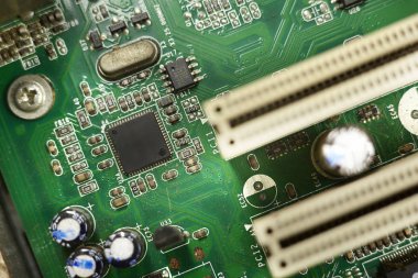 Masaüstü bilgisayar anakart devre elektronik çip Close-up.