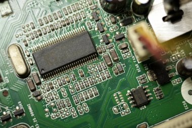 Masaüstü bilgisayar anakart devre elektronik çip Close-up.
