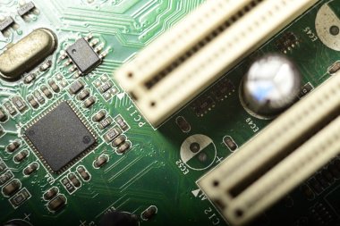Masaüstü bilgisayar anakart devre elektronik çip Close-up.