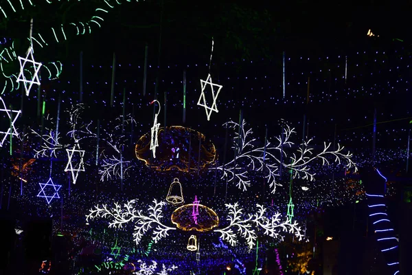 Decoração Véspera Natal Contra Noite Preta Kolkata — Fotografia de Stock