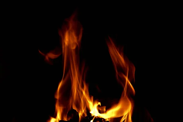 Fire Flame Isolated Black Background — Stock Photo, Image