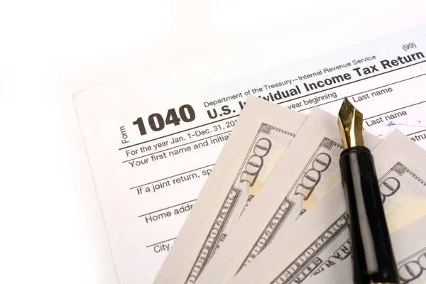 Fylla Tax Return Form 1040 Vit Bakgrund — Stockfoto