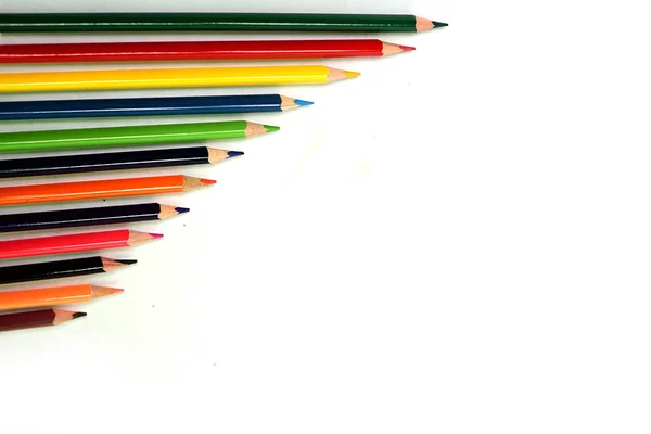 Los Lápices Multicolor Están Aislados Sobre Fondo Blanco — Foto de Stock
