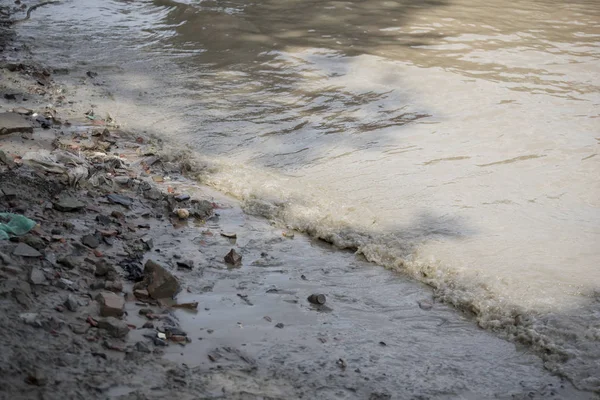 Water pollution, Polluted water are flowing in river