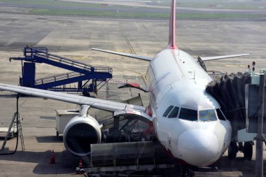 Jet Köprüsü, uçak kapısını havaalanı terminaline bağlıyor. Yolcular için barınaklar.