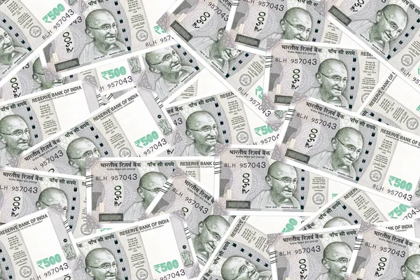 Stos Banknotów Indyjskich Waluta Papieru 500 Rupii Waluta Papieru — Zdjęcie stockowe