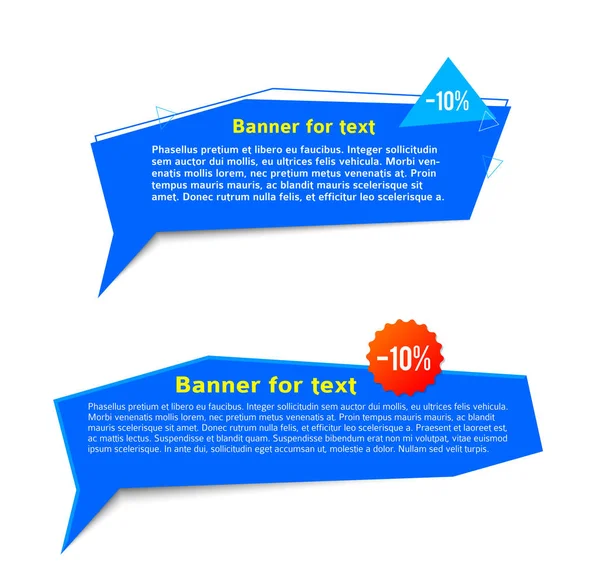 Banners Azules Para Diseño Texto Con Borde Burbujas Comunicación Aislados — Archivo Imágenes Vectoriales