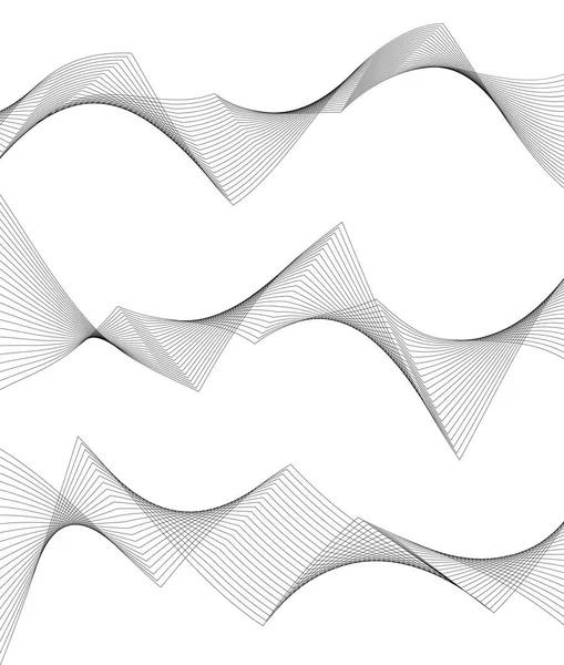 许多灰色线的波浪 抽象在白色背景的波浪条纹孤立 创意线条艺术 矢量插图 Eps — 图库矢量图片