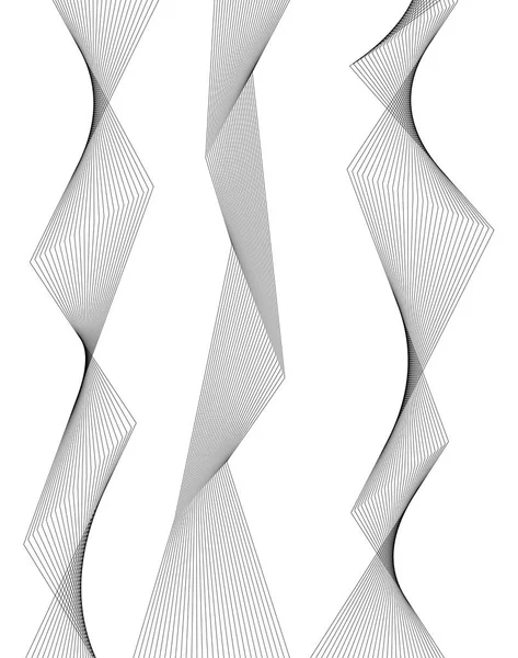 デザイン要素 多くの灰色の線の波 白い背景に波状の縞が孤立している 創造的なラインアート ベクトルイラストEps ブレンドツールを使用して作成された行と色鮮やかな光沢のある波 — ストックベクタ
