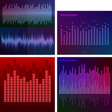 Vektör soyut - Grafik Equalizer'ı vektör arka plan farklı eğlenceli etkinlikler için set ses dalgaları. Resimde eps 10 kullanılabilir, müzik broşür düzen sayfası, kapak dergi, kitapçık