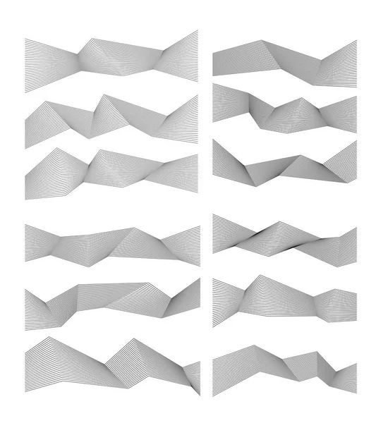 Vague Nombreuses Lignes Grises Rayures Ondulées Abstraites Sur Fond Blanc — Image vectorielle