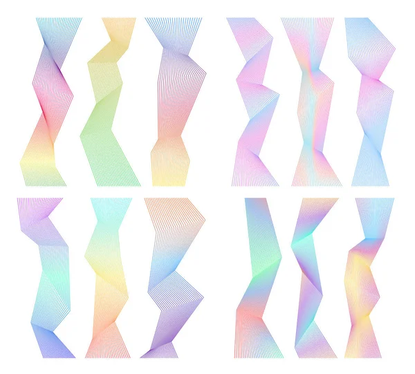 Onda Muchas Líneas Colores Rayas Onduladas Abstractas Sobre Fondo Blanco — Vector de stock