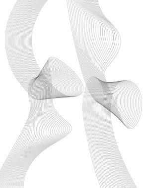 Tasarım elemanları. Bir sürü gri çizgi dalgası. Beyaz arka planda soyut dalgalı çizgiler izole edildi. Yaratıcı çizgi sanatı. Vektör illüstrasyon EPS 10. Harman Aracı kullanılarak oluşturulan çizgilerle renkli parlak dalgalar.