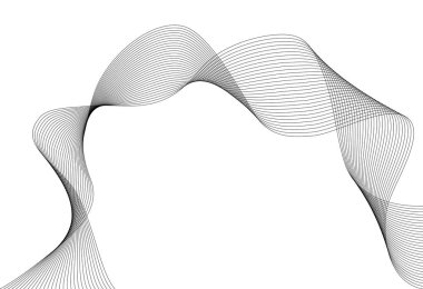 Tasarım elemanları. Bir sürü gri çizgi dalgası. Beyaz arka planda soyut dalgalı çizgiler izole edildi. Yaratıcı çizgi sanatı. Vektör illüstrasyon EPS 10. Harman Aracı kullanılarak oluşturulan çizgilerle renkli parlak dalgalar.