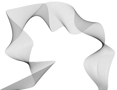 Tasarım elemanları. Bir sürü gri çizgi dalgası. Beyaz arka planda soyut dalgalı çizgiler izole edildi. Yaratıcı çizgi sanatı. Vektör illüstrasyon EPS 10. Harman Aracı kullanılarak oluşturulan çizgilerle renkli parlak dalgalar.