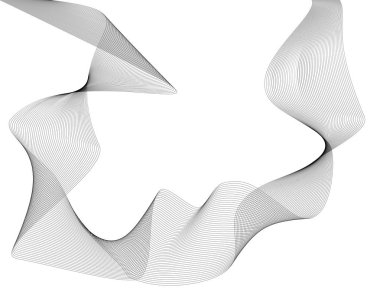 Tasarım elemanları. Bir sürü gri çizgi dalgası. Beyaz arka planda soyut dalgalı çizgiler izole edildi. Yaratıcı çizgi sanatı. Vektör illüstrasyon EPS 10. Harman Aracı kullanılarak oluşturulan çizgilerle renkli parlak dalgalar.