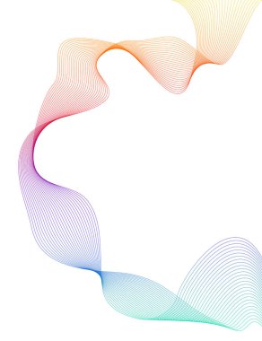 Renkli çizgilerin dalgası. Beyaz arka planda soyut dalgalı çizgiler izole edilmiş. Yaratıcı çizgi sanatı. Vektör illüstrasyon EPS 10. Karıştırma Aracı kullanılarak dizayn ögeleri oluşturuldu. Eğik düz bant