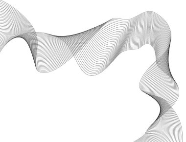 Tasarım elemanları. Bir sürü gri çizgi dalgası. Beyaz arka planda soyut dalgalı çizgiler izole edildi. Yaratıcı çizgi sanatı. Vektör illüstrasyon EPS 10. Harman Aracı kullanılarak oluşturulan çizgilerle renkli parlak dalgalar.