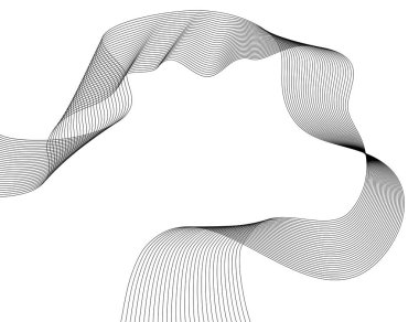 Tasarım elemanları. Bir sürü gri çizgi dalgası. Beyaz arka planda soyut dalgalı çizgiler izole edildi. Yaratıcı çizgi sanatı. Vektör illüstrasyon EPS 10. Harman Aracı kullanılarak oluşturulan çizgilerle renkli parlak dalgalar.