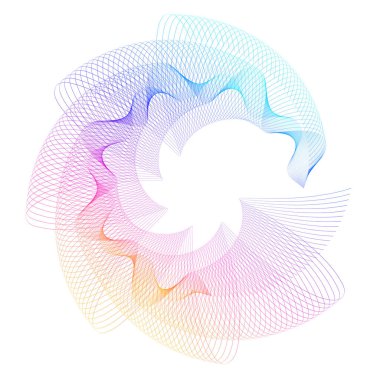 Renkli çizgilerin dalgası. Beyaz arka planda soyut dalgalı çizgiler izole edilmiş. Yaratıcı çizgi sanatı. Vektör illüstrasyon EPS 10. Karıştırma Aracı kullanılarak dizayn ögeleri oluşturuldu. Eğik düz bant