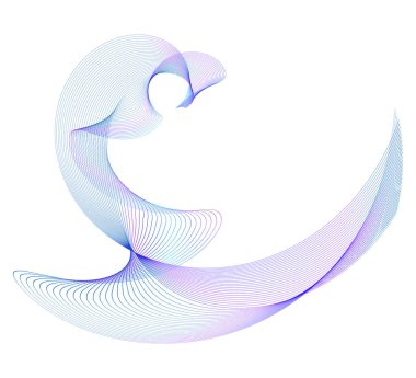 Renkli çizgilerin dalgası. Beyaz arka planda soyut dalgalı çizgiler izole edilmiş. Yaratıcı çizgi sanatı. Vektör illüstrasyon EPS 10. Karıştırma Aracı kullanılarak dizayn ögeleri oluşturuldu. Eğik düz bant