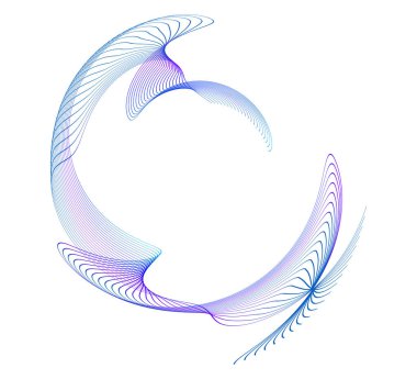 Renkli çizgilerin dalgası. Beyaz arka planda soyut dalgalı çizgiler izole edilmiş. Yaratıcı çizgi sanatı. Vektör illüstrasyon EPS 10. Karıştırma Aracı kullanılarak dizayn ögeleri oluşturuldu. Eğik düz bant