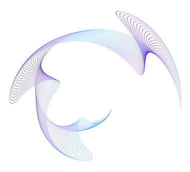 Renkli çizgilerin dalgası. Beyaz arka planda soyut dalgalı çizgiler izole edilmiş. Yaratıcı çizgi sanatı. Vektör illüstrasyon EPS 10. Karıştırma Aracı kullanılarak dizayn ögeleri oluşturuldu. Eğik düz bant